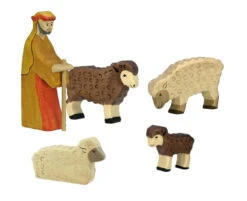 Hirte Mit Schafherde | 5-teiliges Krippenfiguren Set | Holztiger | Weihnachtskrippen Zubehör