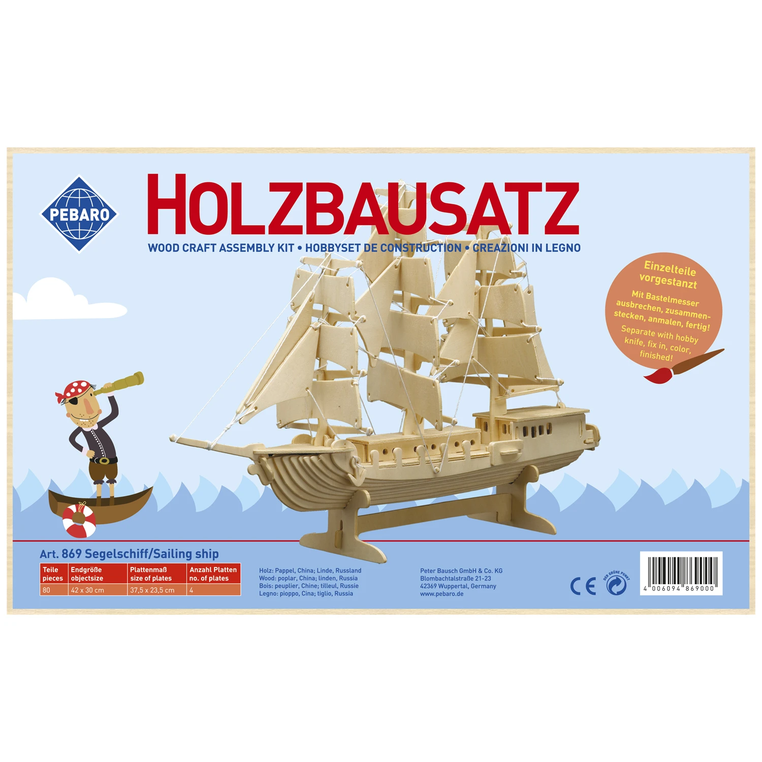 Holzbausatz Segelschiff | 3D Puzzle | Modellbau | Bastelvorlage | PB-869 4 Holzbausatz Segelschiff | 3D Puzzle | Modellbau | Bastelvorlage | PB-869 – Bild 2
