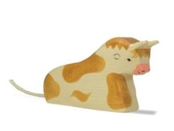 Holztiger Stier Liegt Braun Holz-Krippenfigur | Weihnachts-Krippen-Figur 80008